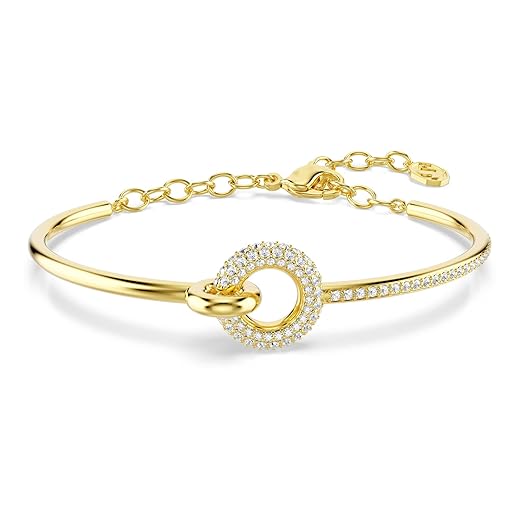 Swarovski Dextera bangle, Round cut, White, Gold-tSwarovski One plated