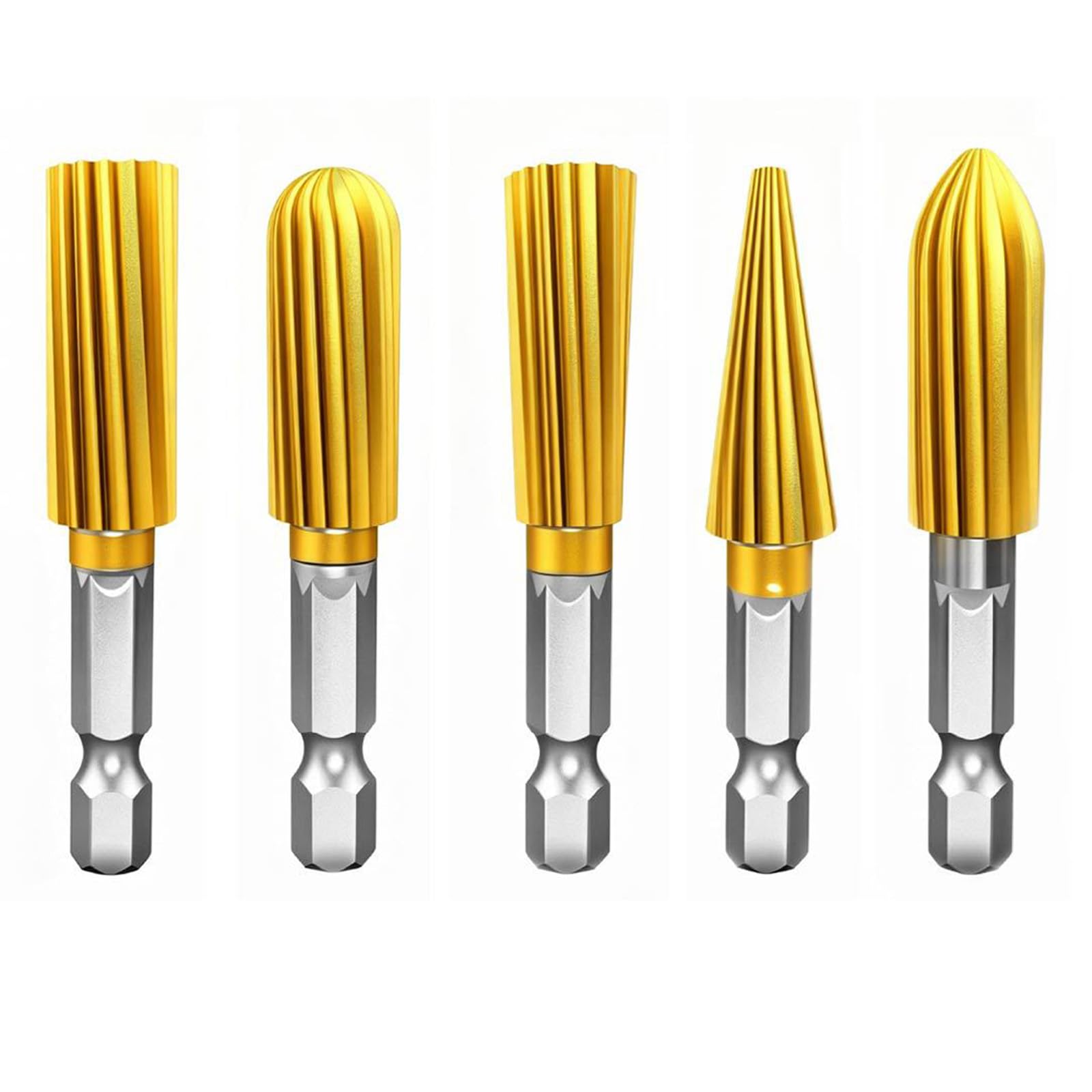 Zbiianxer Gold Of 6 Professional Cylindrical Grinding Heads Rotary Burr Machining Rotary Burr Wood Carving Rasp Files Set