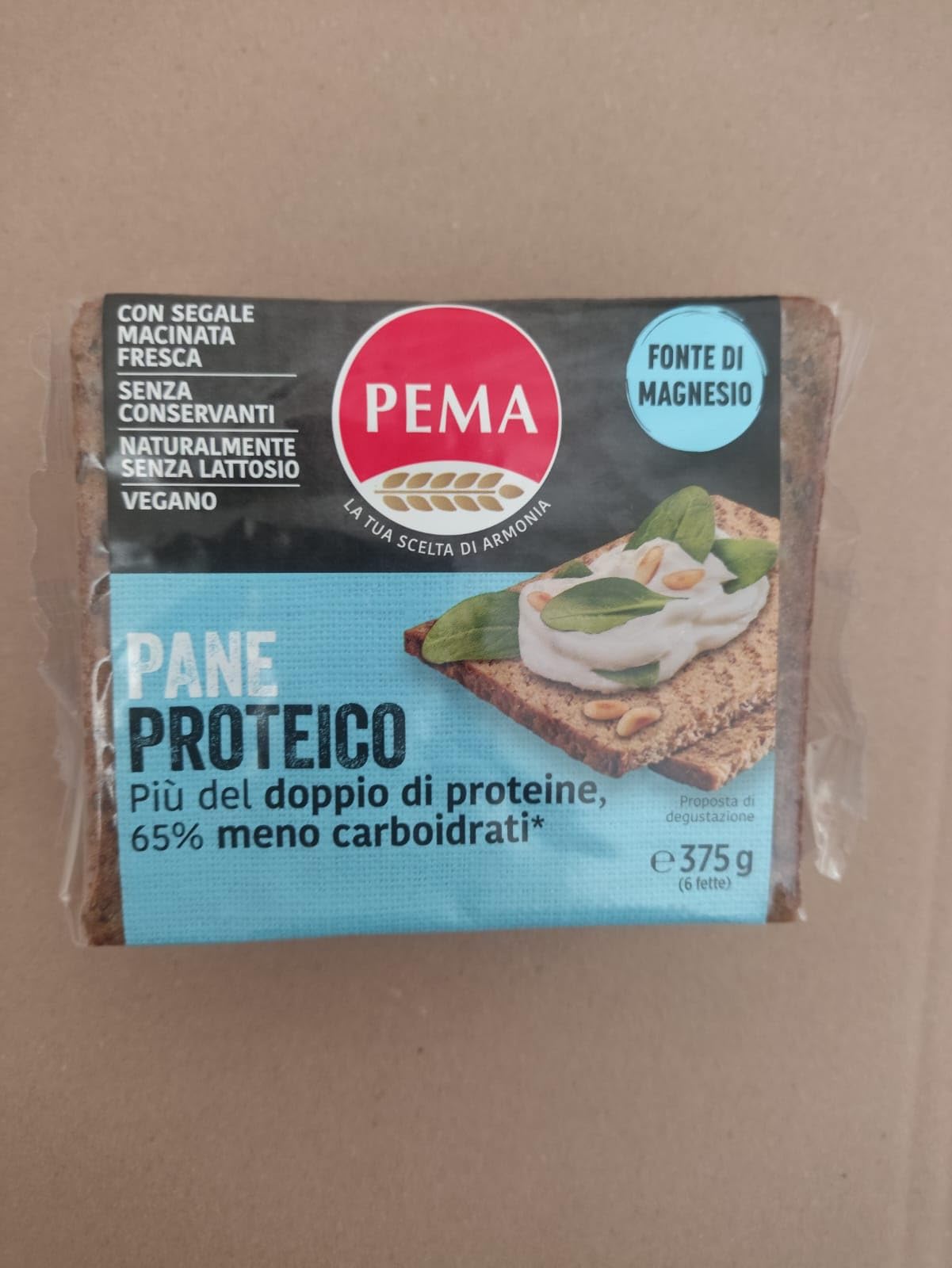 Pane Proteico, Basso Contenuto di Carboidrati, Senza Aggiunta di Lievito Pack 8 x 375 Gr