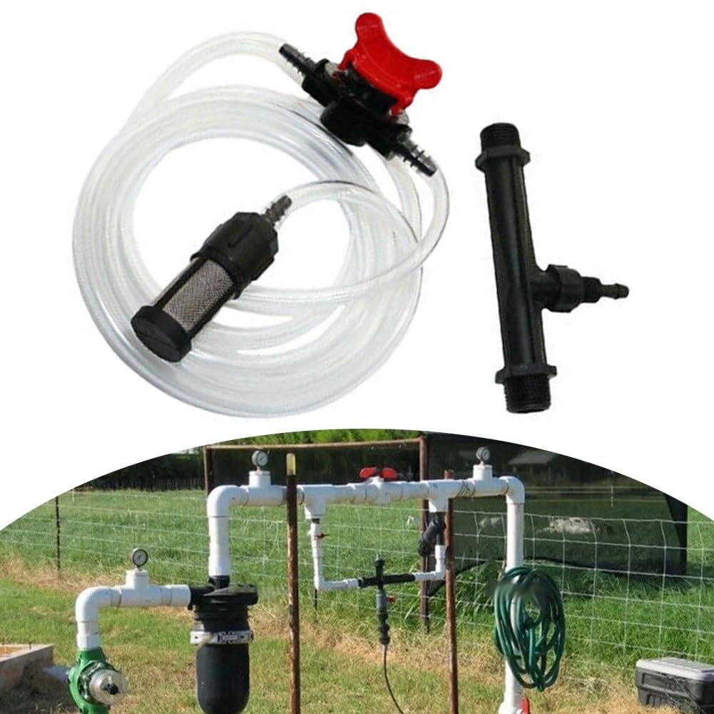 Kit de inyector de fertilizante Venturi de riego automático con interruptor de tubo de agua de 1/2 pulgada y filtro para sistemas de cuidado de plantas de jardín, dosificación eficiente de nutrientes