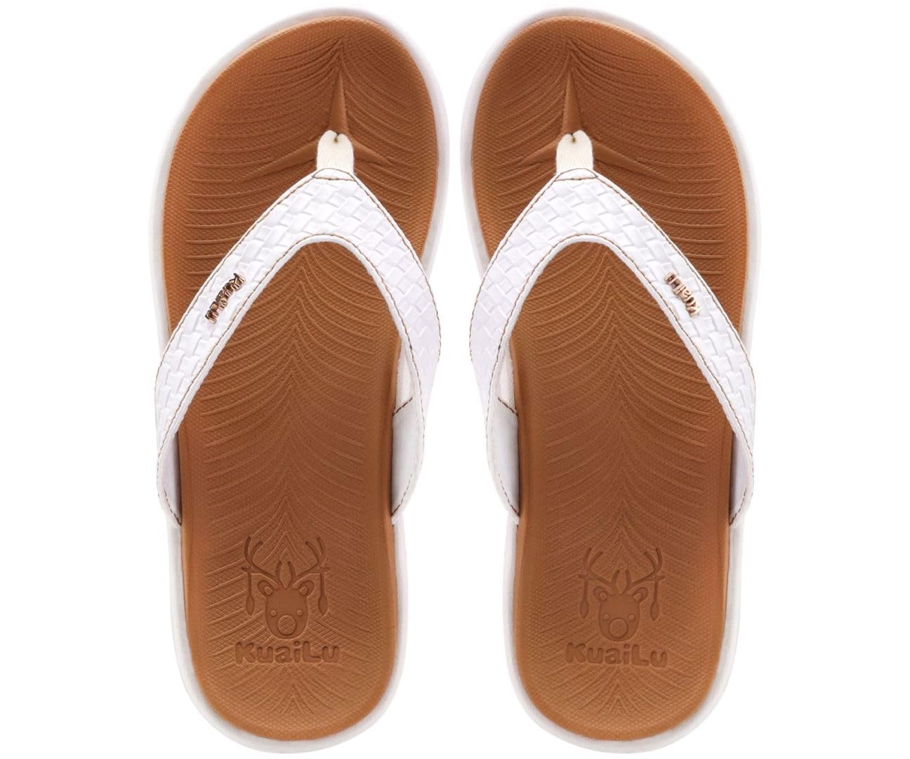 KuaiLu Flip Flops Damen Leder Zehentrenner für Sommer Beach Frauen Bequeme Yoga Mat Tanga Sandalen für Plantar Fasciitis