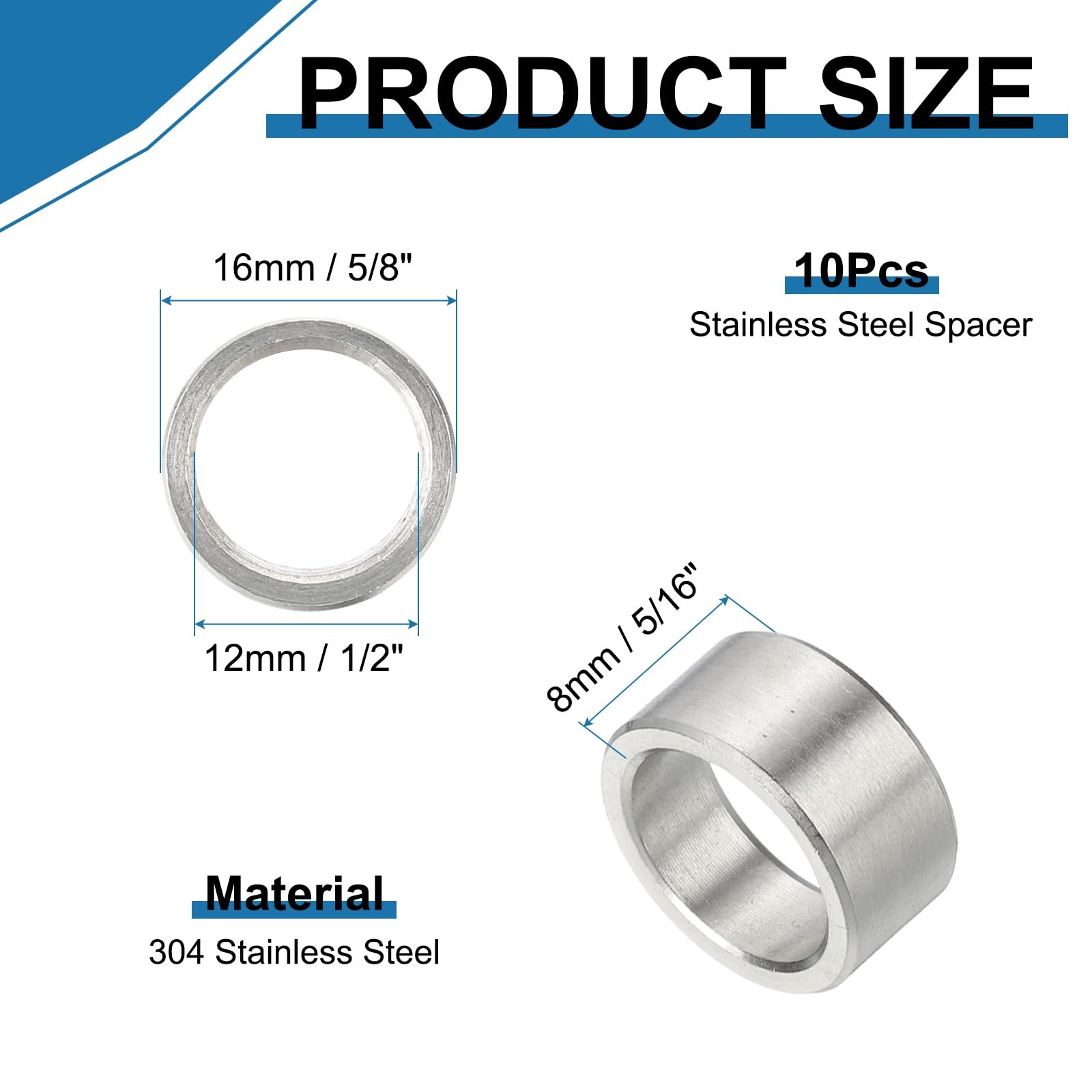 PATIKIL 304 Stainless Steel Spacer - Image 2