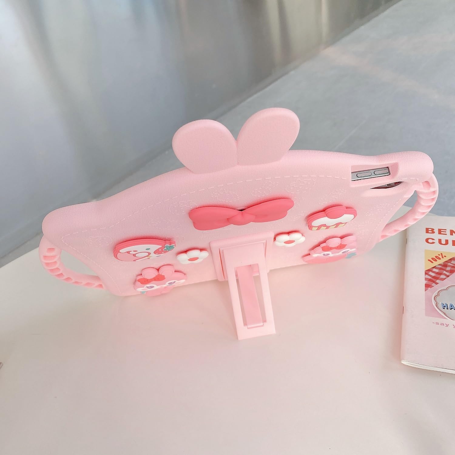 for iPad 10th Generation 10.9 Inch 2022 Case, iPad 11th (A16) Gen 11inch 2025 Tablet Cover - Cute Cartoon Character 3D Unique Design for Girls Women Soft Silicone Kickstand with Strap(Pink)