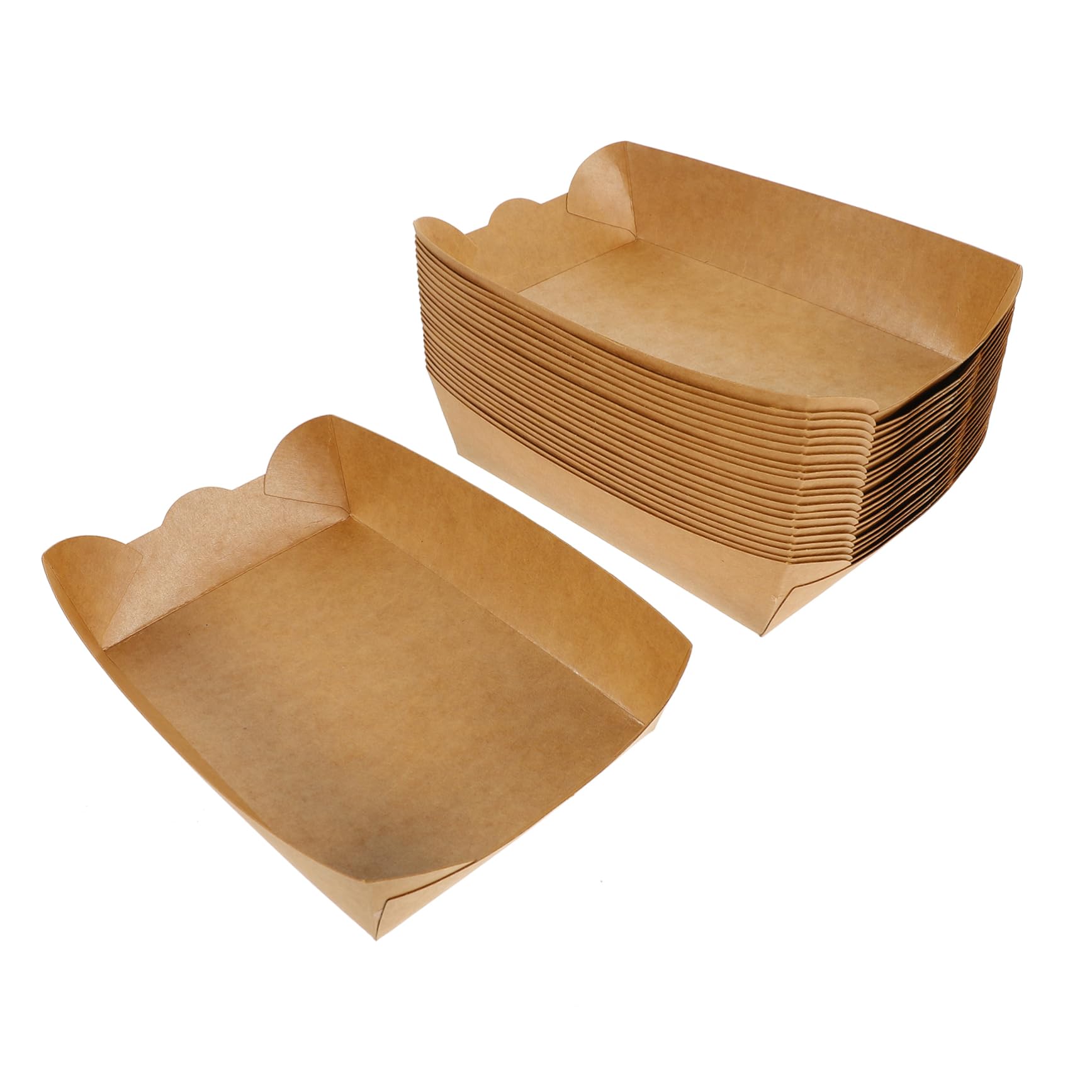 Amosfun Scatola da Asporto a Barca in Carta Kraft 100 Pezzi | Antigrasso, Apertura Superiore, per Patatine e Popcorn, Picnic e Feste, Adatta al Microonde