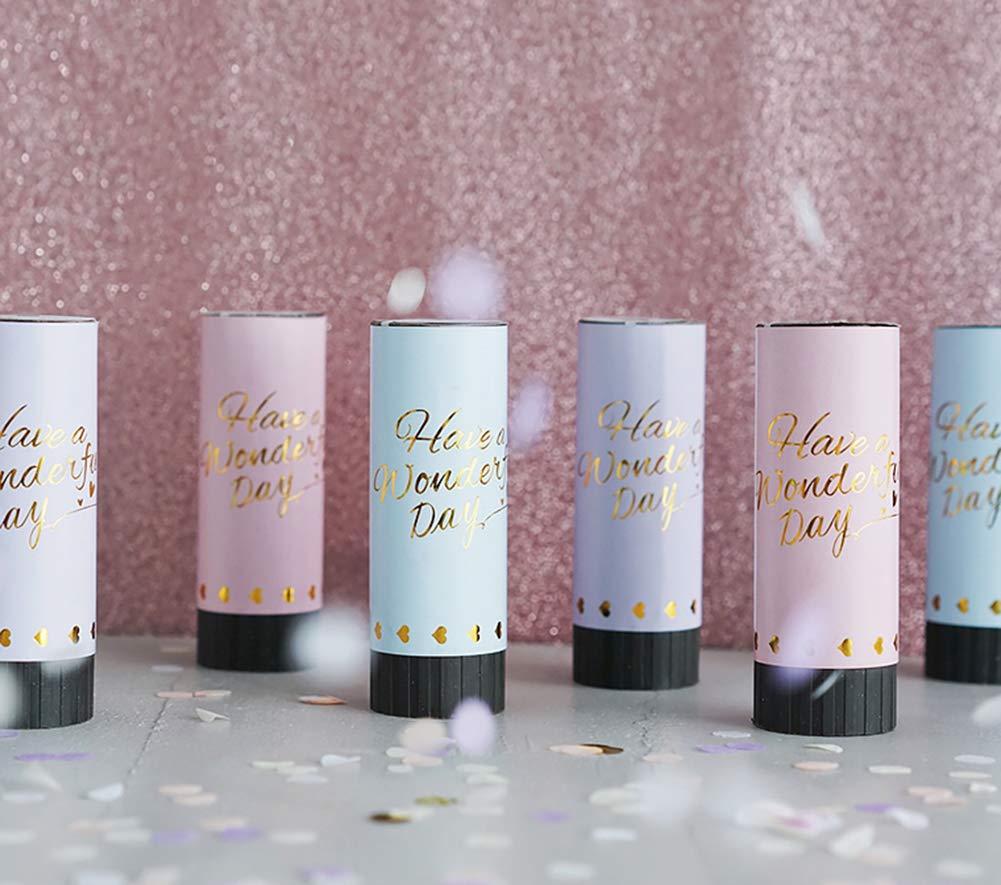 GettyGears Konfetti-Popper, Folie, Punkte, Tissue Streu-Konfetti, Party-Popper, Konfetti-Party, Popper, für Hochzeit, Jahrestag, Partyzubehör, Blau, 6 Packungen