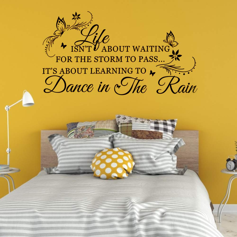 Pssopp La Vita Non è Aspettare Che Passi La Tempesta Adesivo da Parete Rimovibile Decorazioni per La Casa in PVC Citazione Artistica Motivazionale per Camere da Letto e Uffici 57 X 108 Cm