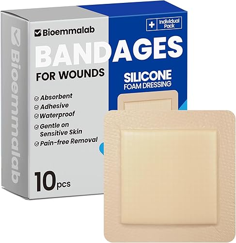 Vendajes grandes impermeables de 6 x 6 pulgadas de espuma de silicona para cuidado de heridas de piel sensible, almohadilla cohesiva adhesiva con