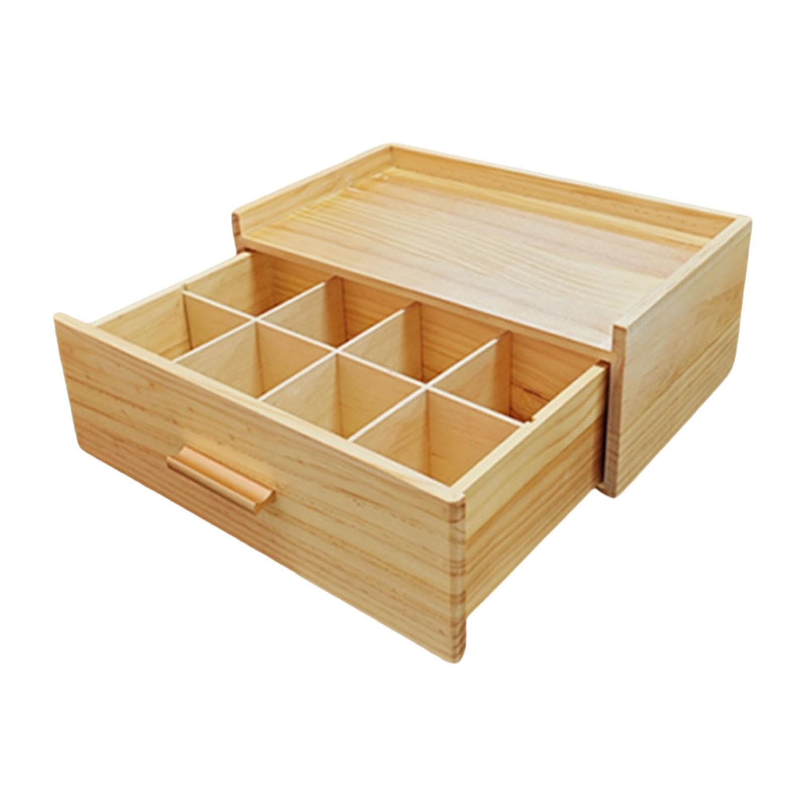 Organizador de Madera, Cajón de Almacenamiento para Bolsitas de Té para Armario de Oficina, Encimera de Cocina, Despensa.
