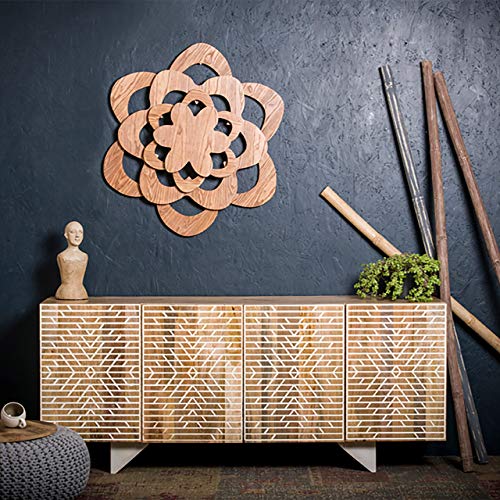 Native Home Buffet Bois, Buffet Oriental, Bahut Sideboard Commode Bois manguier, Portes HxlxP: 75 x 177 x 45 cm, Marron