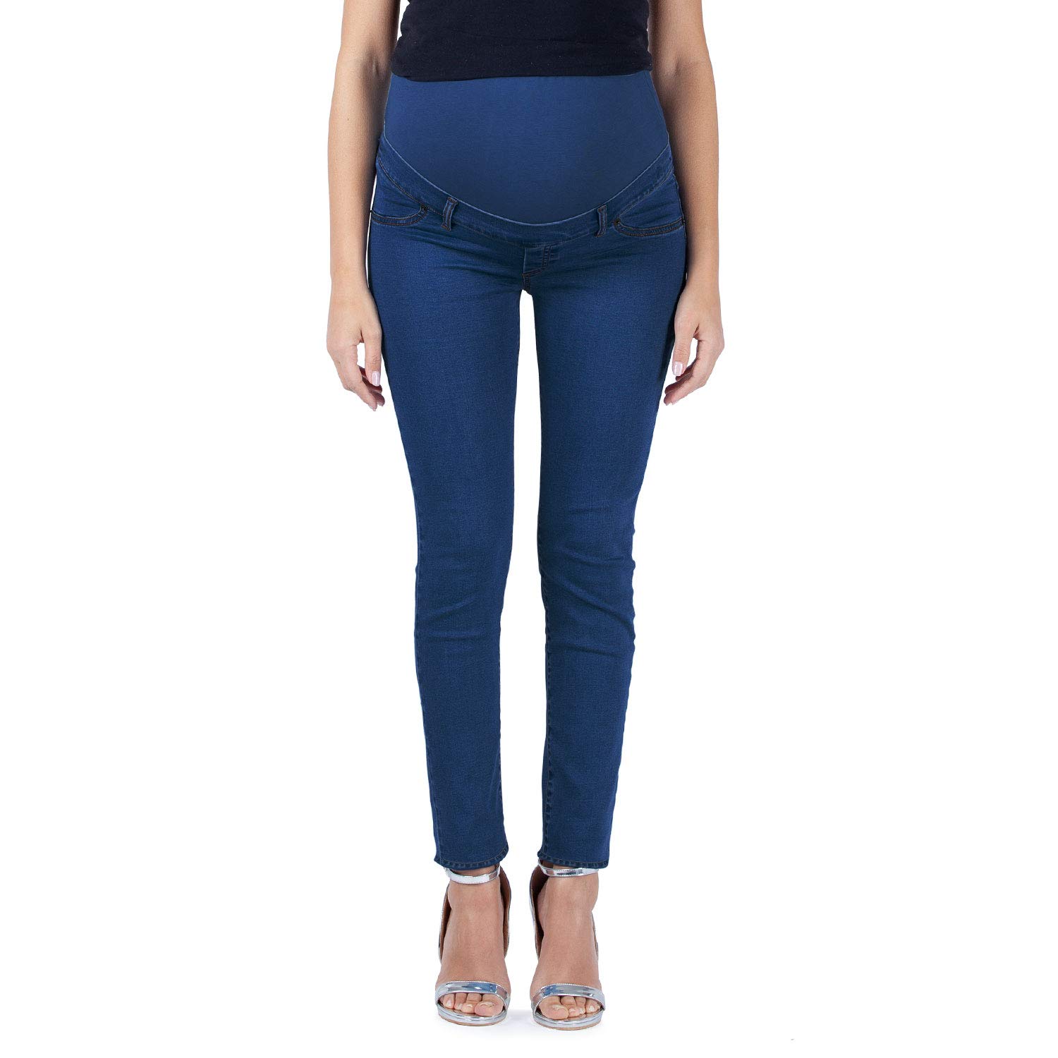 Milano - Jeans Premaman Donna Basic, Super Elasticizzato e Comodo, Pantaloni Skinny, Abbigliamento per Ogni Fase della Gravidanza