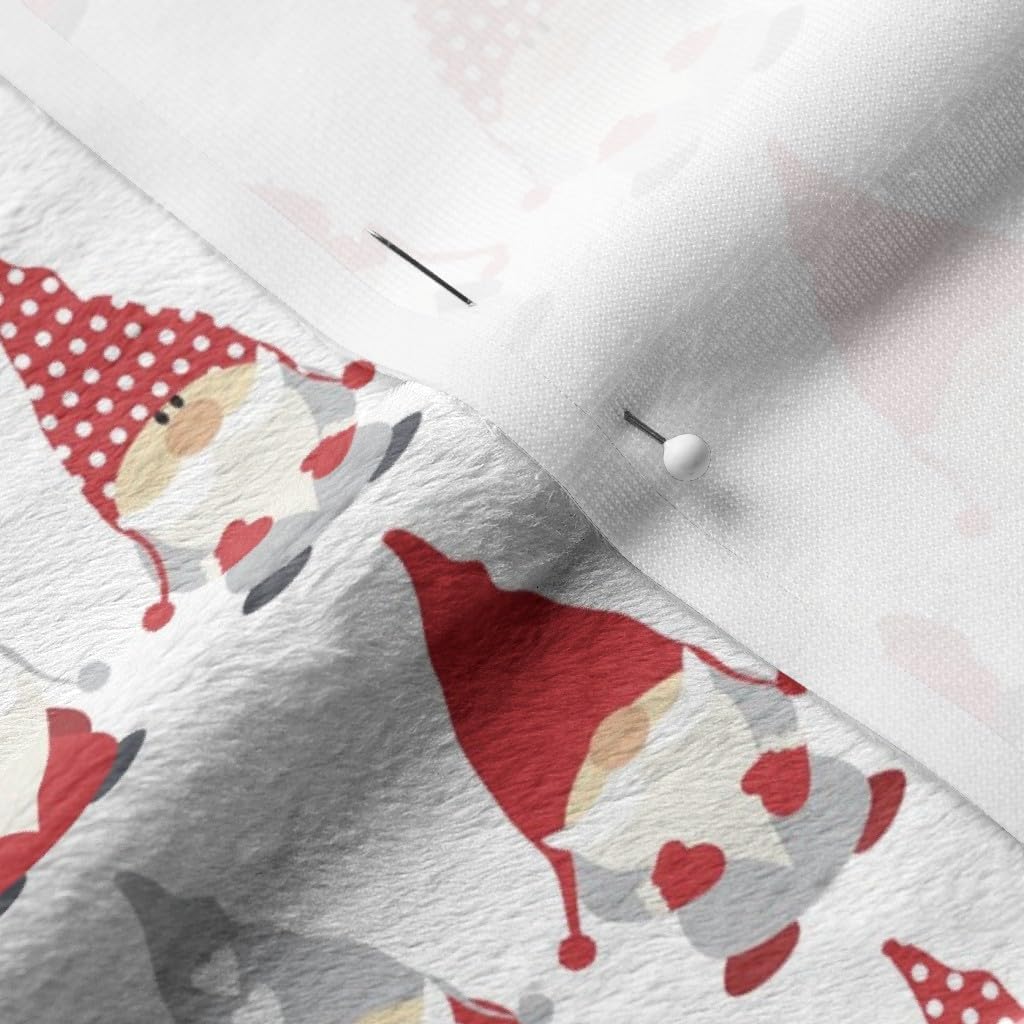 Spoonflower Fabric - Christmas Gnome Red White Holiday Printed on Minky Fabric by The Yard - Sewing Baby Blankets Quilt Backing Plush