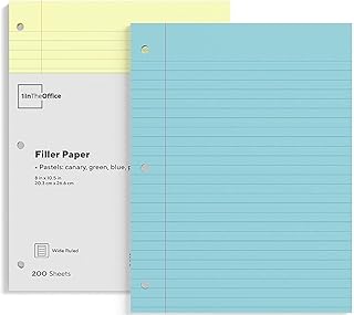 1InTheOffice Colored Filler Paper 8.5x11, Refill Paper, Colored Loose Leaf Paper Wide Ruled, Lined Filler Paper 8.5x11, Pa...