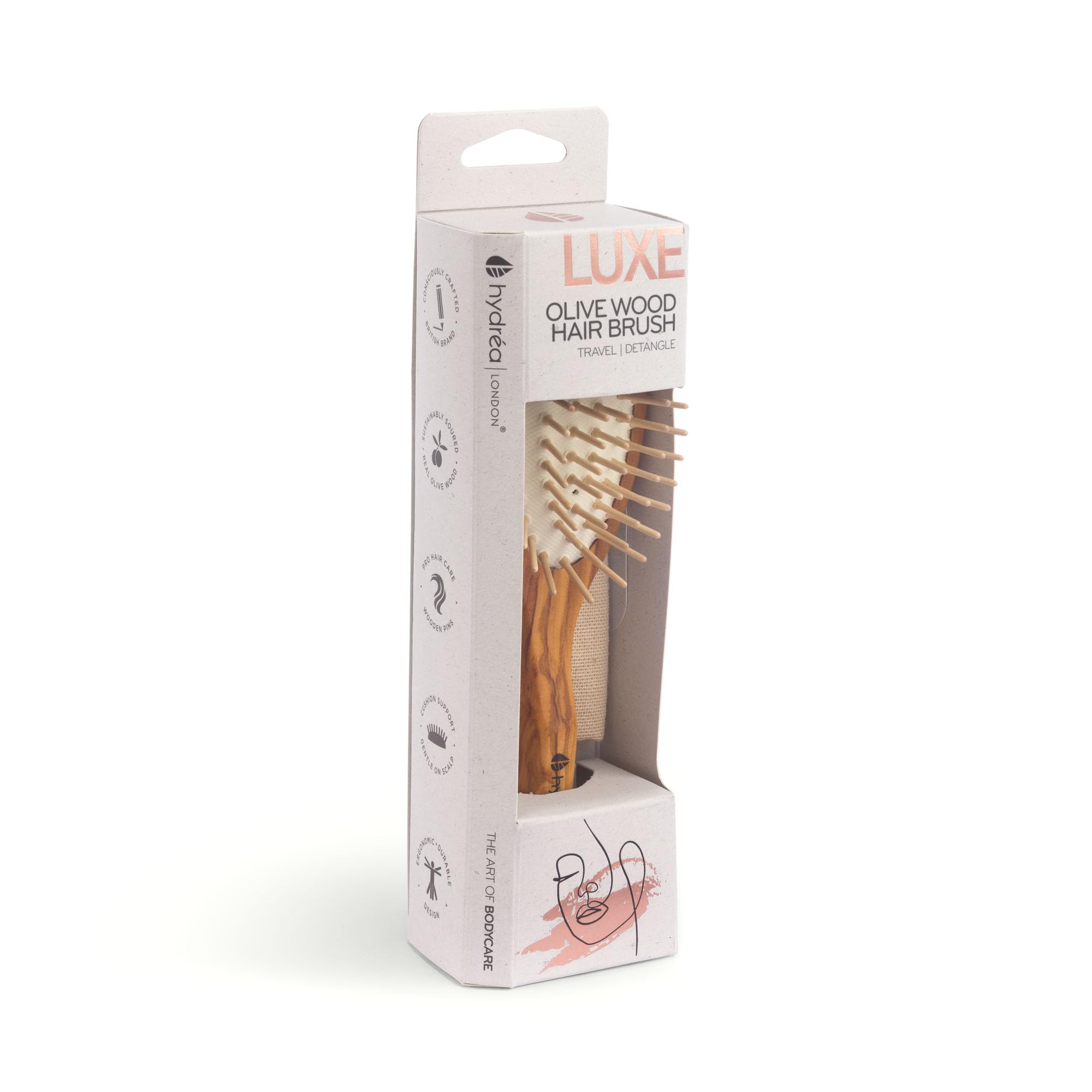 Olive Wood Antistatic Hair Brush with Olive Wood Teeth - Travel Size 17cm