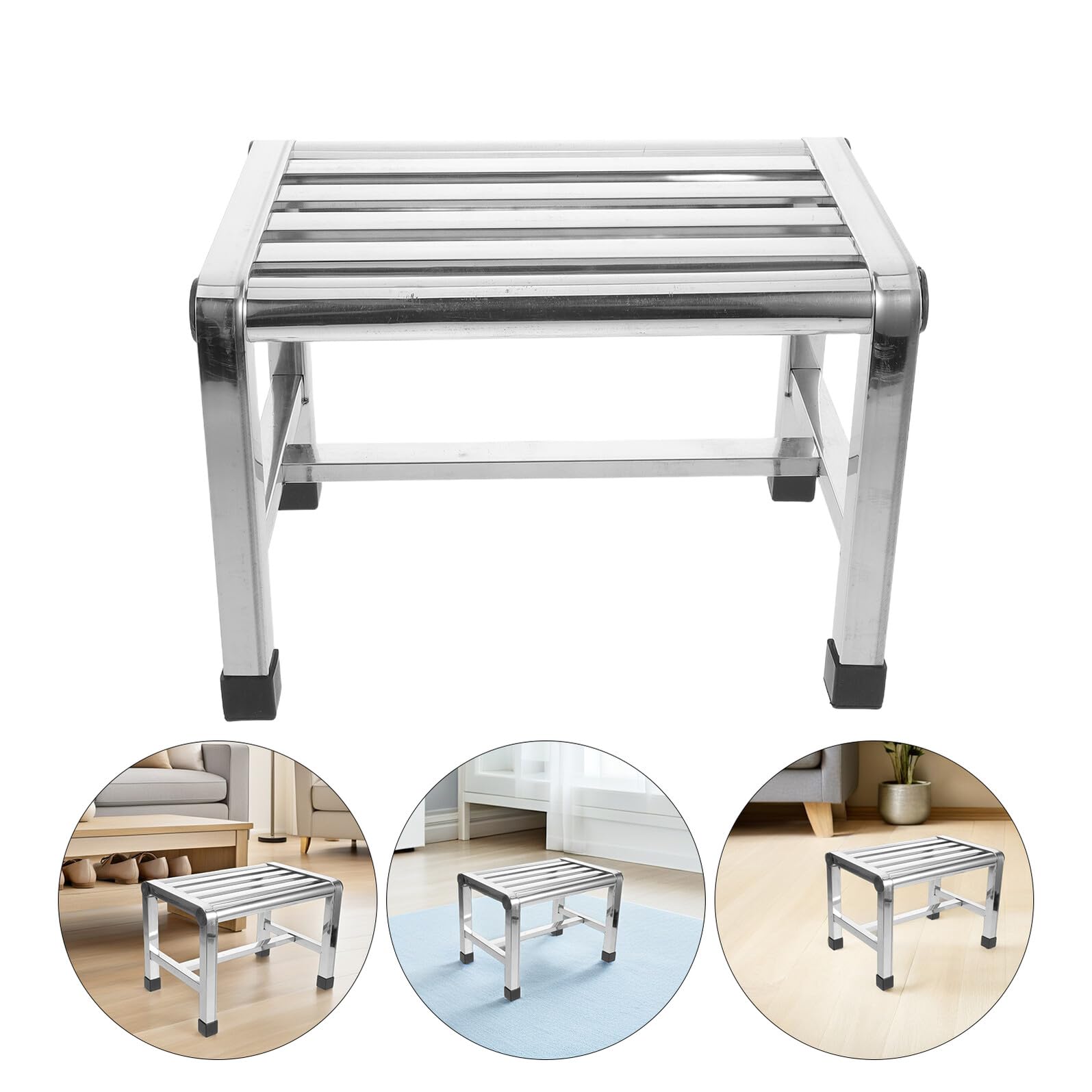 Duschhocker Edelstahl Klein 28,5x20,1x21cm rutschfest Badhocker für Kinder Kleinkind Töpfchentraining Badezimmer Küche Balkon