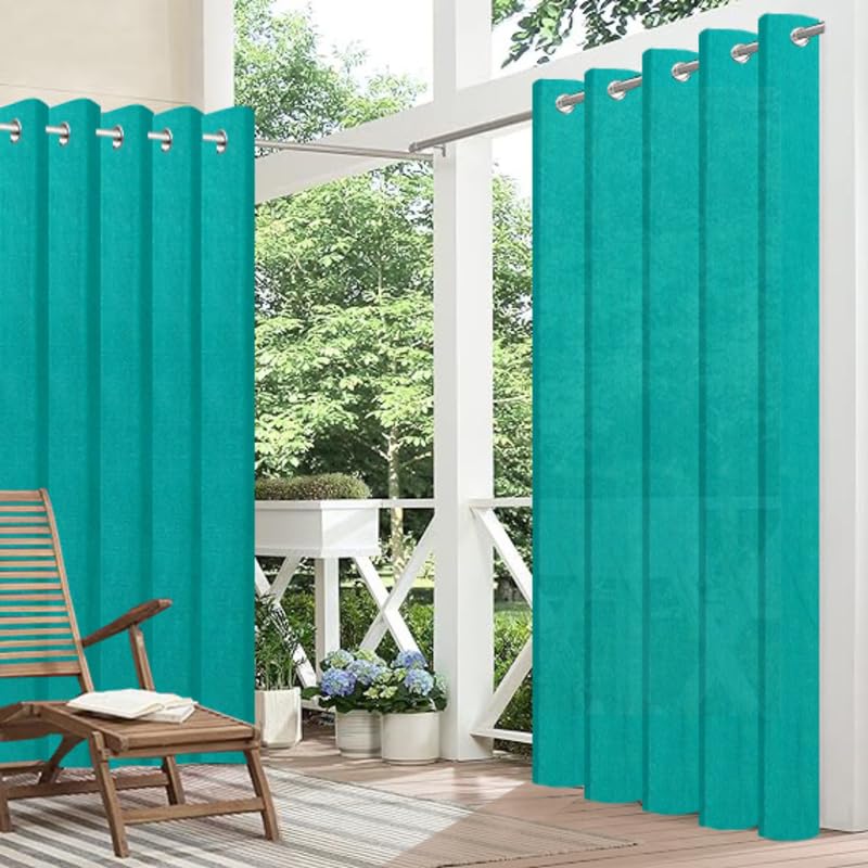 150 GSM Outdoor Sun Blocking Balcony Eyelet/Grommet Curtains Sun & UV Protection, Light Filtering 4.5 X 7 FT Door Curtain (Green) Pack of 3 Pc-image-39