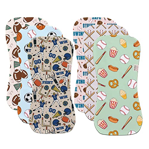 Image of Burp Cloth 6 Pack Sports Football Baseball Baby Boy