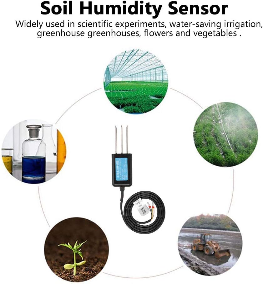 Soil Humidity Sensor 4-20mA Output Greenhouse Water Content Tester Meter with 316 Stainless Steel Probe IP68