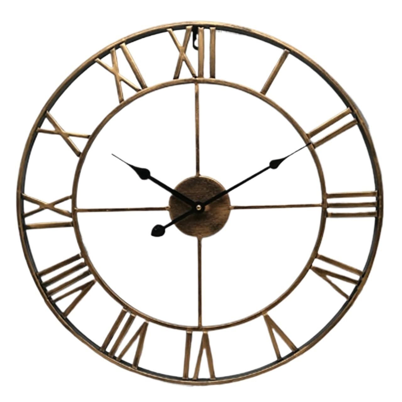 Ubohuz Brass Metal Numerals Needle Garden Home Wall Clocks For Patio, Pool, Garden