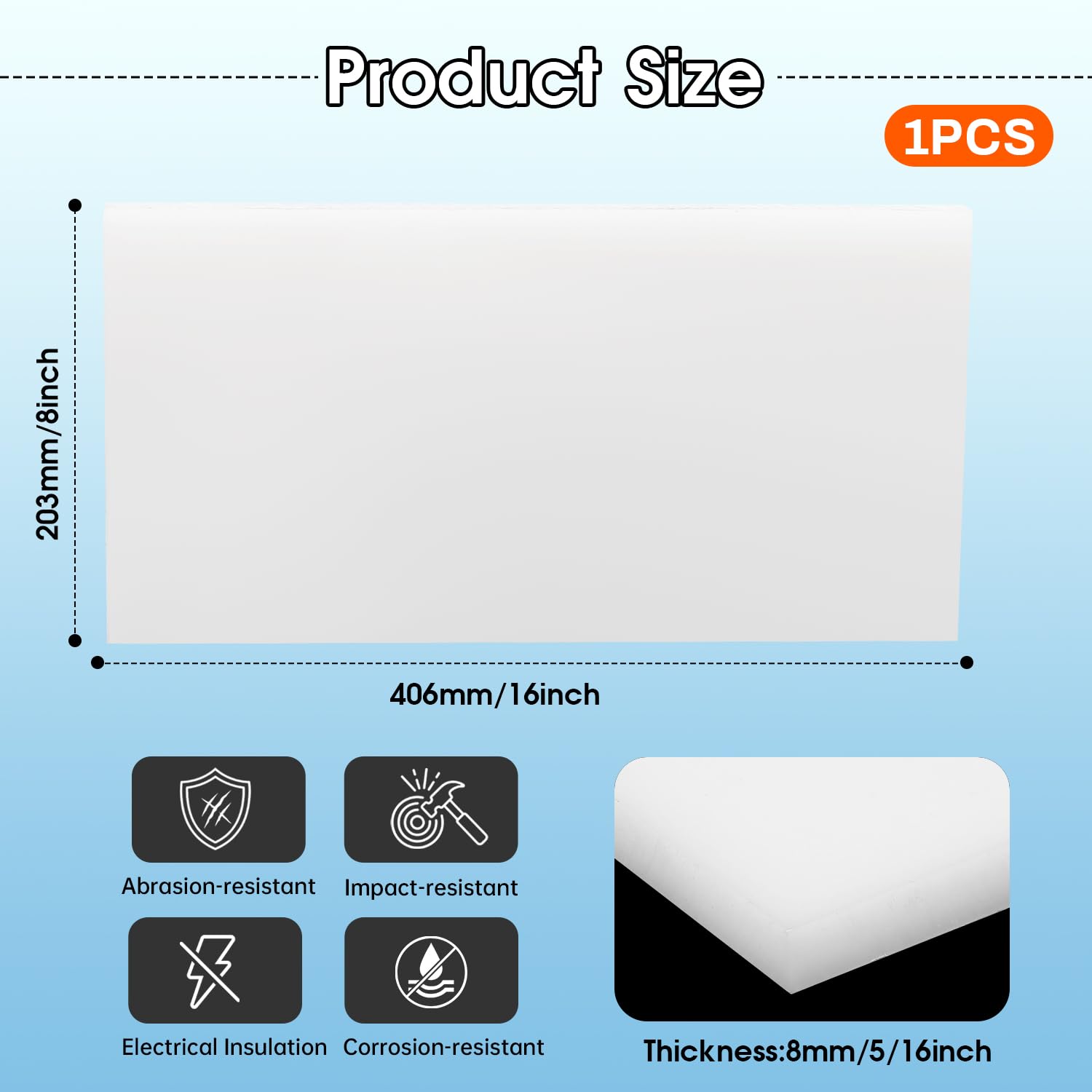 HDPE Sheet - 8" x 16" Durable Plastic Board -2
