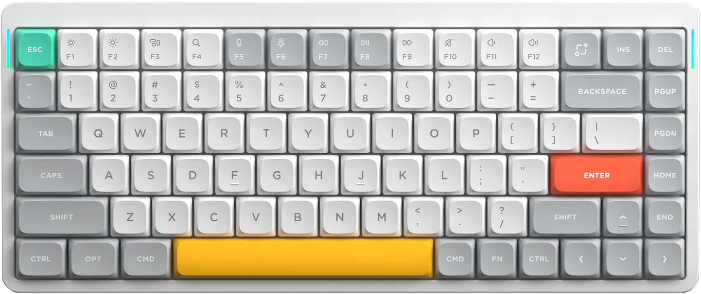 nuphy Air75 V2 Low Profile Wireless Mechanical Keyboard, RGB Backlight, Hot-swappable, Supports Bluetooth/2.4g/USB-C Connectivity (White, Gateron Cowberry Switches)