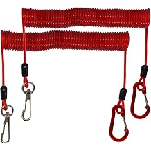 Fishing Lanyard, Heavy Duty Coiled Lanyards Stainless Steel Wire Inside, Safety Rope Extension Cord Tether Retractable Fishing Accessories for Rods, Pliers, Boating, Paddles, Kayak