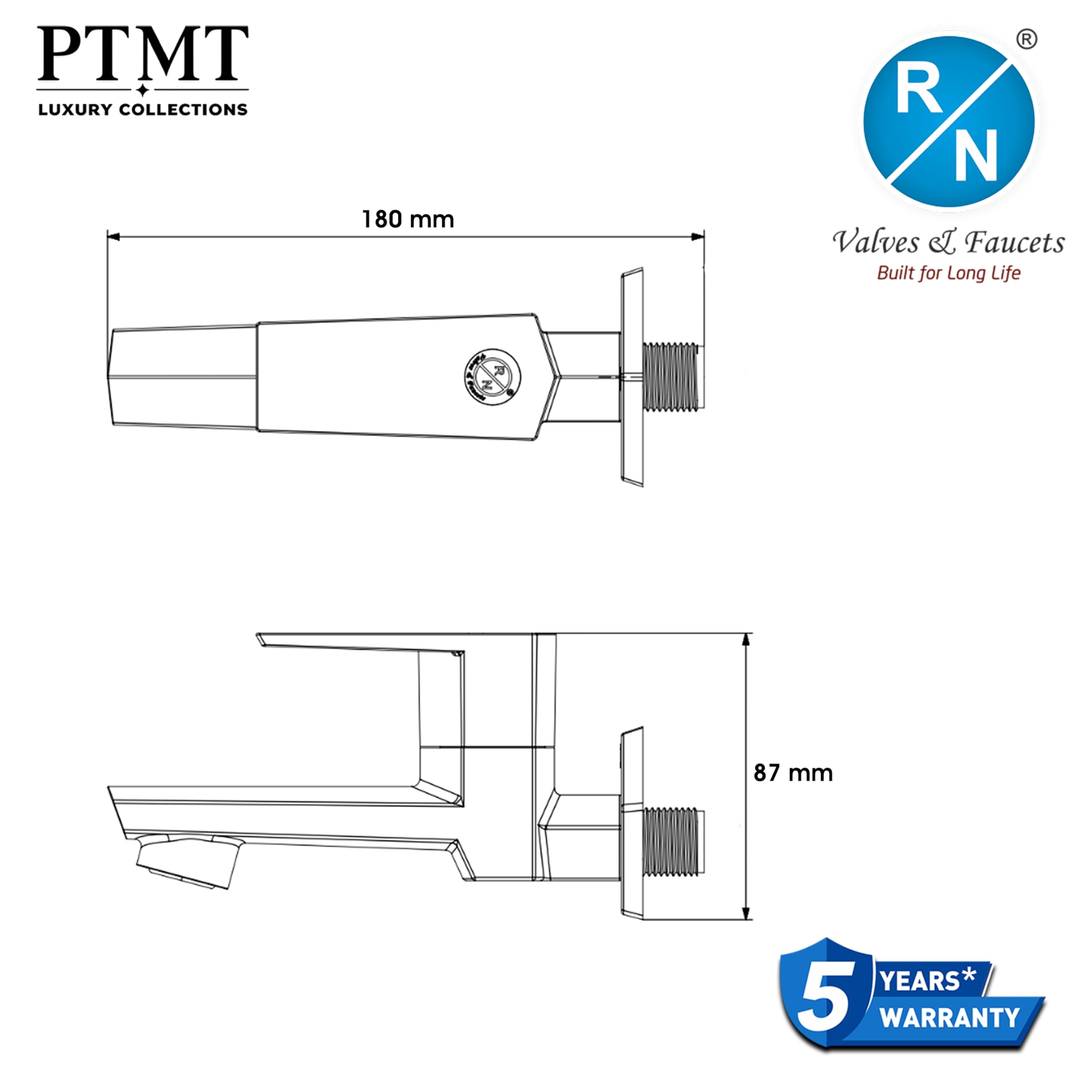 RN PTMT Bib Cock - Graphite Black Bathroom Faucet -6