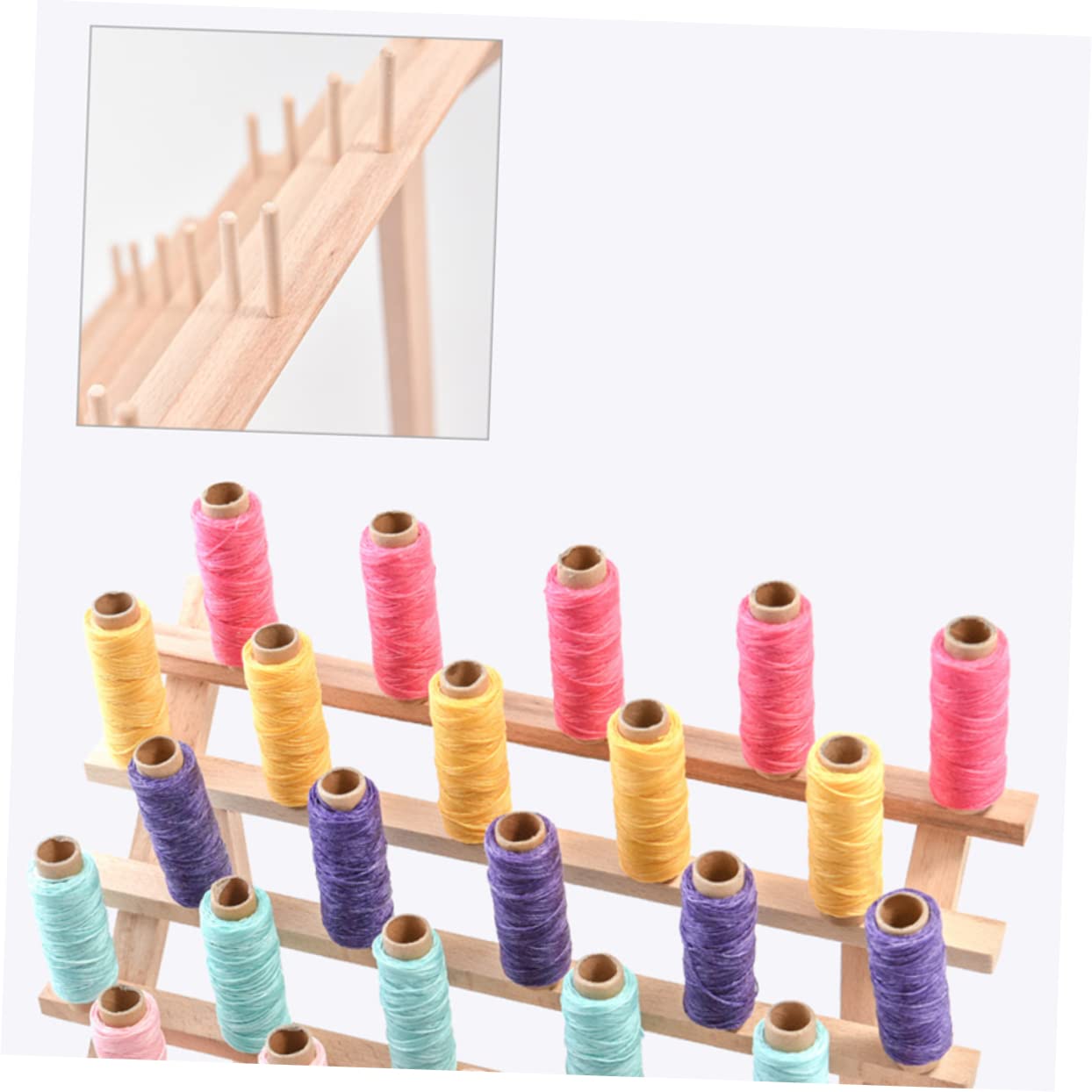 NUOBESTY Spulenhalter für Nähgarn Faltbarer Holzorganizer Garnregal mit Platz für Garnrollen oder Mini-king-konen Geeignet für Stickmaschinen und Nähzubehör