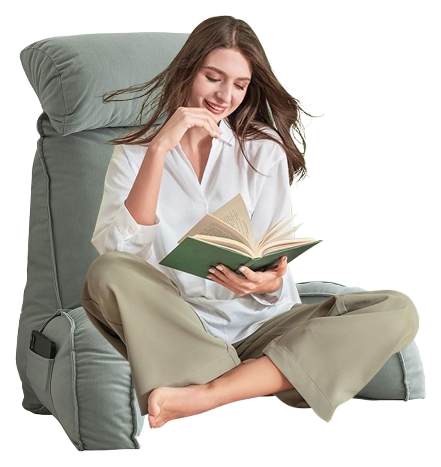 Iulgfsc Light Gray Reading Pillow， Soft Cozy Large Adult Backrest Lounge Cushion