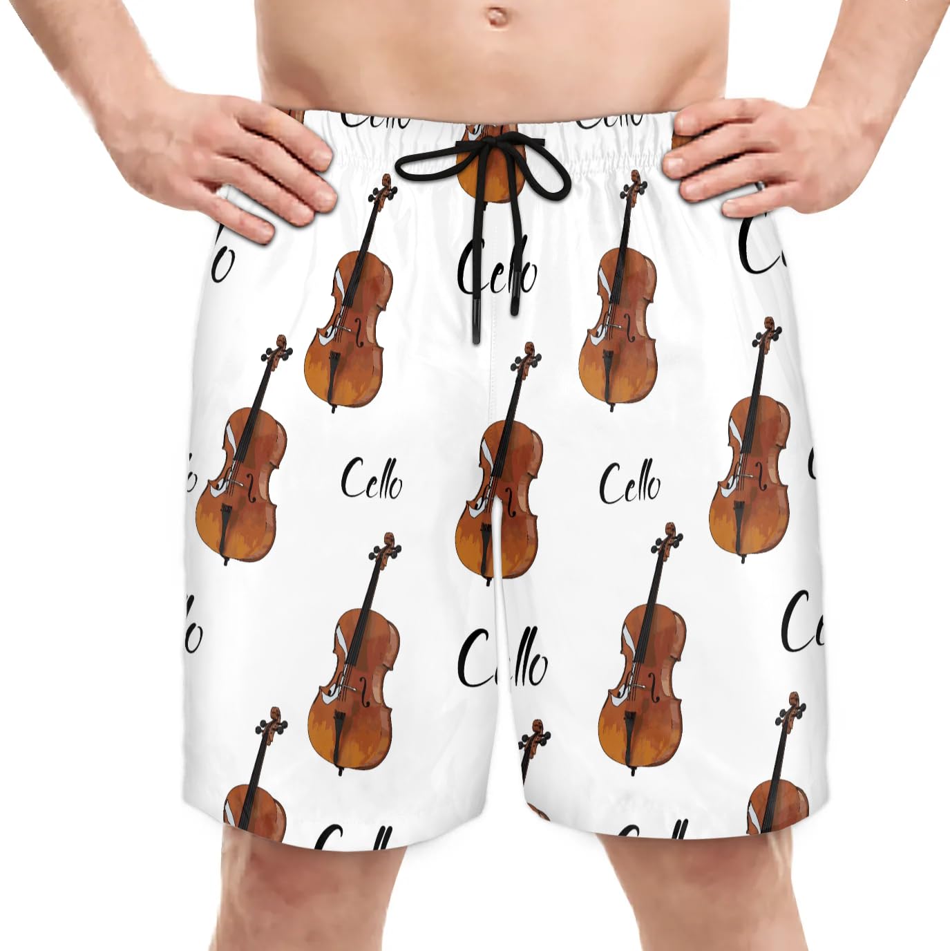 Cello Violoncello Summer Shorts for Men Big and Tall Swim Trunks Mesh Lining Casual Board Shorts Hawaiian Swimming Shorts Elastic Waist Beach Short Pants with Pockets (XXL)