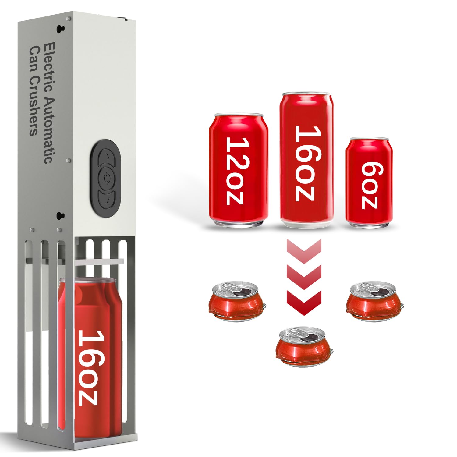 SIXRARI Automatic Can Crusher, Electric Can Crushers Wall Mounted, Heavy Duty Can Smasher for Recycling 12oz&16oz Aluminum Seltzer, Soda, Beer Cans and Plastic Bottles, House Warming Gifts New Home