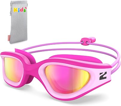 ZIONOR Kids Swim Goggles with Bungee Strap, G1mini Go Kids Goggles for 3-8 | Mirrored, Crystal Views, Anti-Fog, Comfortable, Toddler, Leakproof