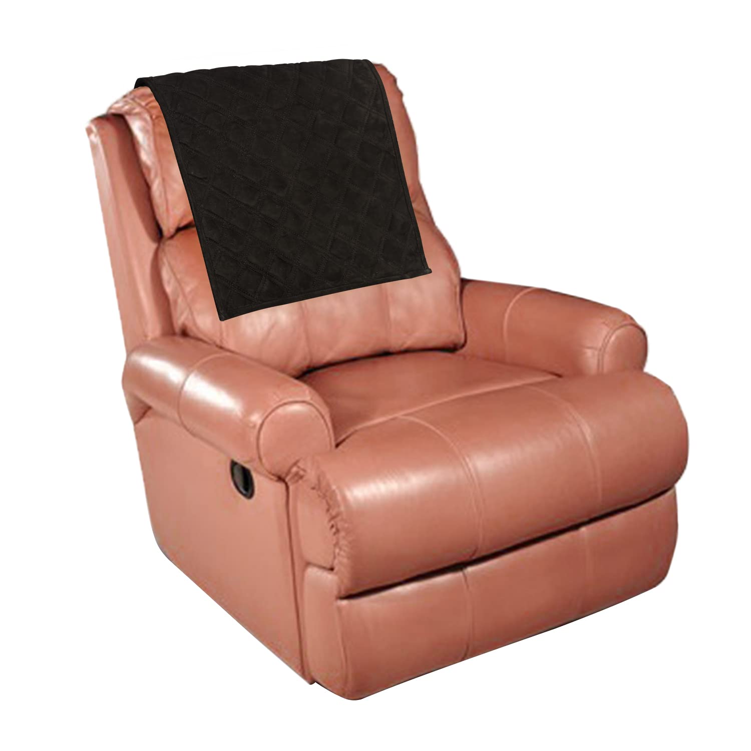 Azrah Traders Suede Leather Recliner Chair Headrest Cover for Home & Office - Sofa, Love Seat, Furniture Protector, Slipcover Theater Seat Cover, 24x30 Inches - Black (01) Pack of 2