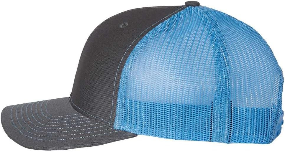 Richardson 112 Hat Structured Classic Trucker Snapback Cap, Adjustable, Charcoal/Columbia Blue - Image 5