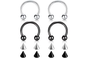 22G-00G Surgical Steel Horseshoe Hoop Nose Septum Piercing Jewelry