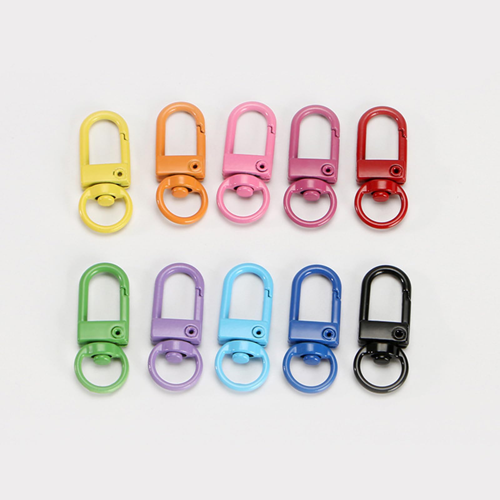 100 Moschettoni Colorati Rotanti Per Portachiavi - Lega, Dimensioni 33 Mm, Colori Casuali
