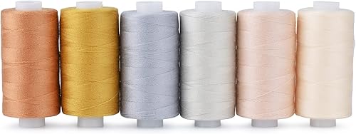 Miniatura 9 de Simthread Hilo multiusos de poliéster, 6 colores oscuros, 400 yardas cada uno para coser a mano e hilo para acolchar máquinas de coser