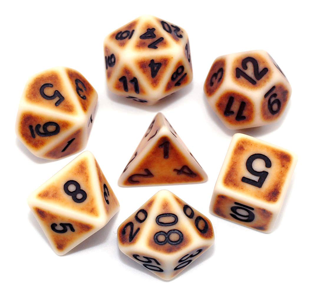 DND Dice Set Ancient RPG Dice for Dungeons and Dragons(D&D) Pathfinder MTG Tabletop Role Playing Game Polyhedral 7-Die Dice Group (Cookie Yellow)