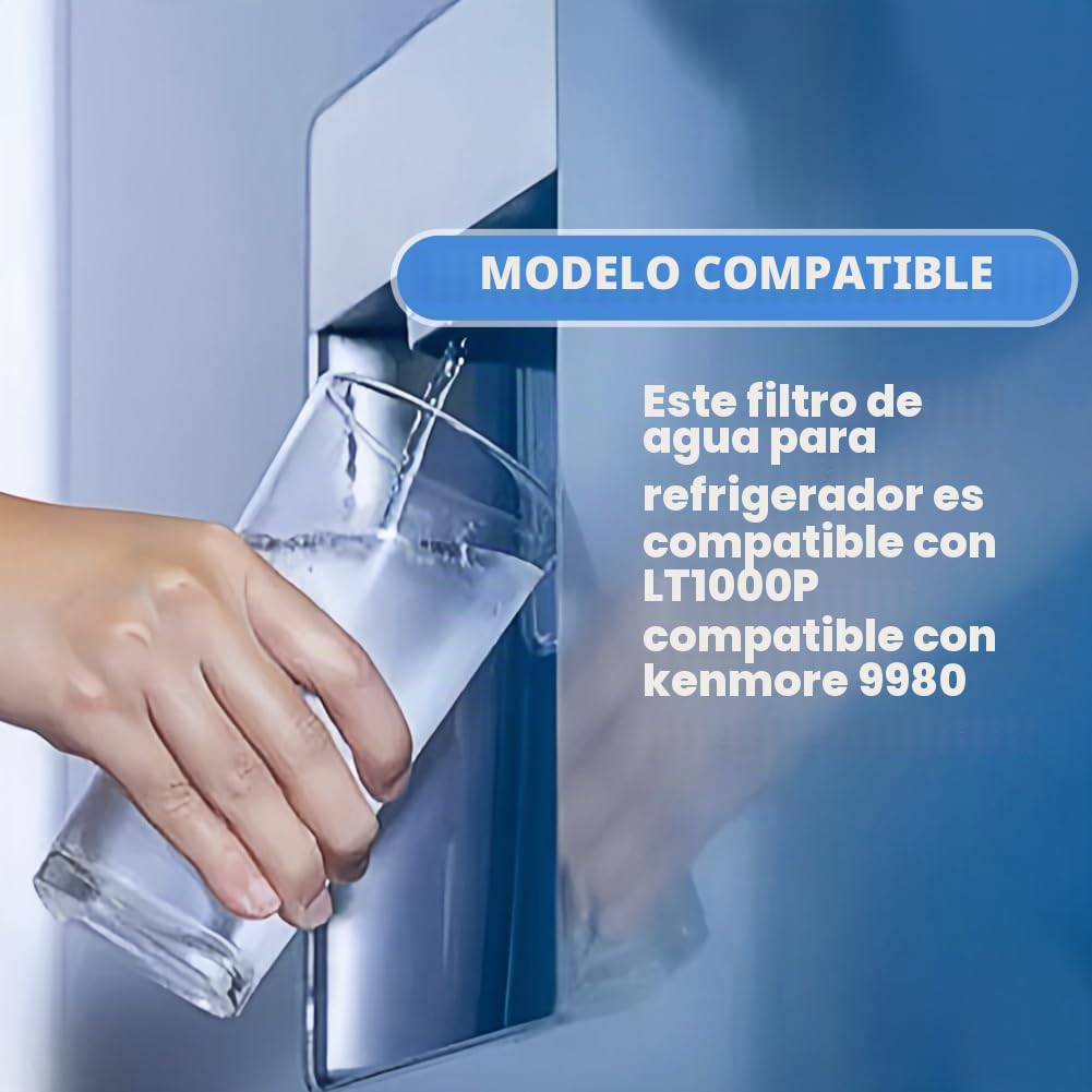 Filtro de agua para refrigerador, filtro de agua universal para refrigerador externo, filtro de agua para refrigerador LT1000P, filtro de eliminación de agua doméstico, blanco, para Kenmore9980 (3