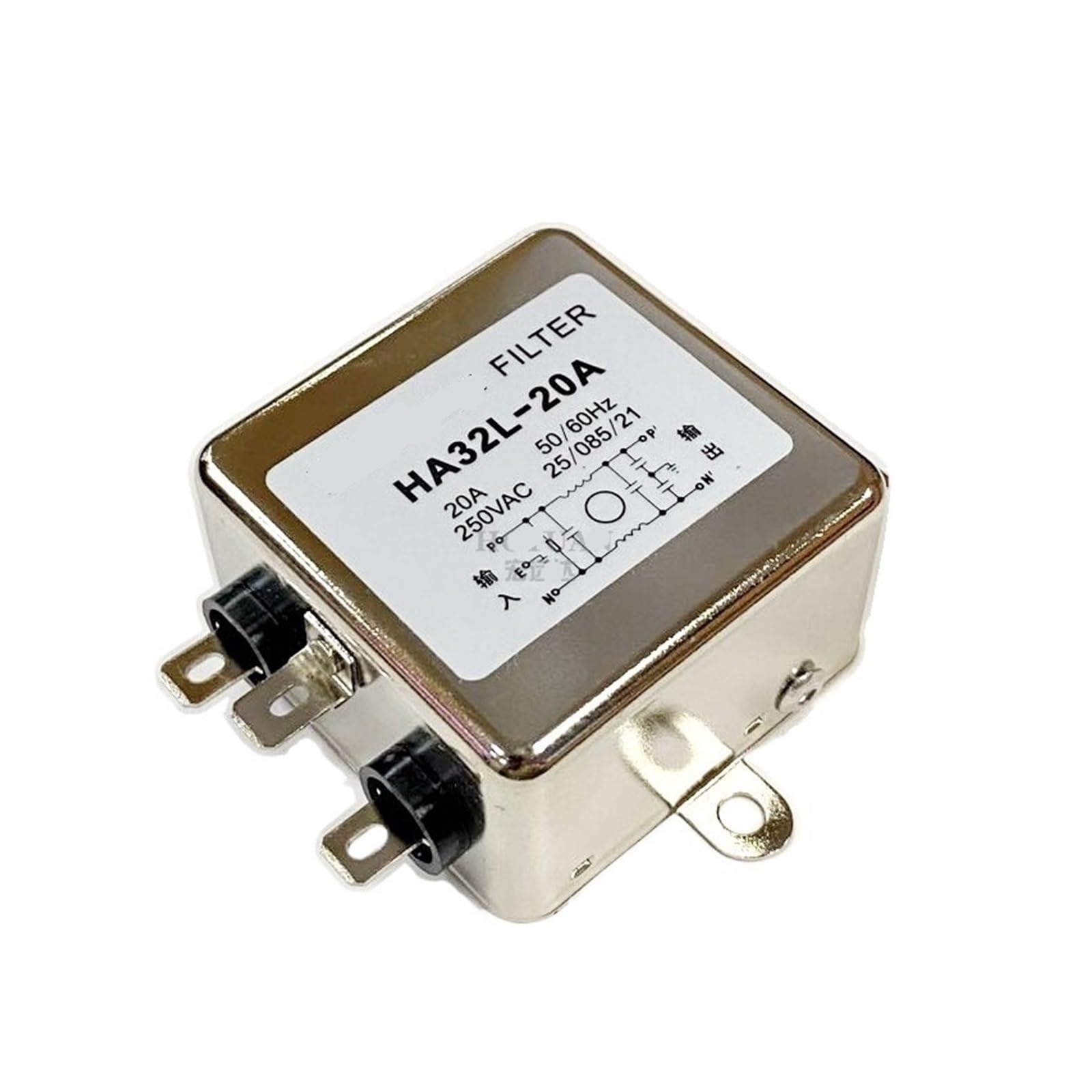 WBBAYDRFR Single-Phase Power Filter 220v AC HA32L-20A Purifier Anti-Interference Noise Reduction 6A 10A(HA32L-20A)