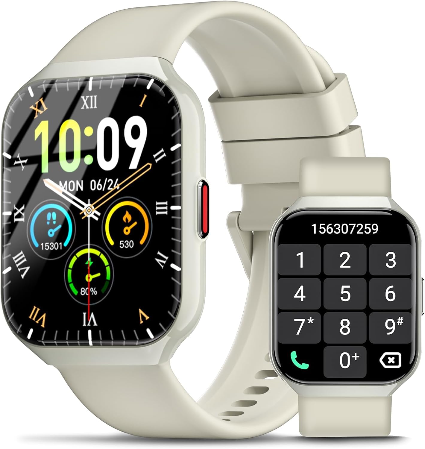 HOIFA Smartwatch Uomo Donna, 1.96" HD Orologio Smartwatch con Chiamate, 113+ Sportive Smart Watch con 24H Cardiofrequenzimetro/SpO2/Sonno/Contapassi, IP68 Orologio Fitness per Android iOS,2025 Bianco