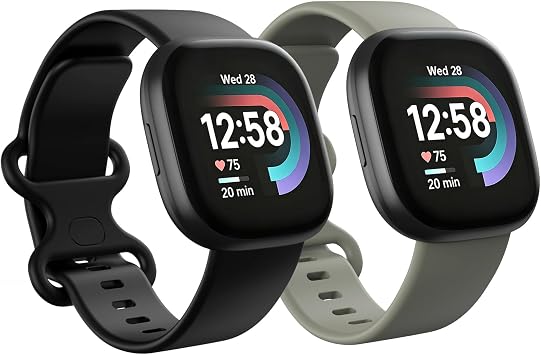2 Pack Compatible with Fitbit Sense/Versa 3 / Versa 4 / Sense 2 Bands, Soft Sports Replacement Waterproof Wristbands for Women Men Large 7.1"-8.7", Black/Grey