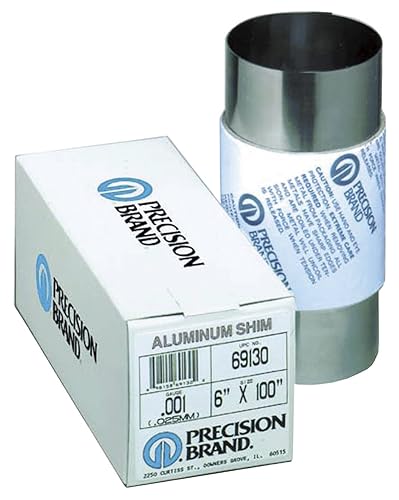 Calza de aluminio 1100, temperamento duro, AISI 1100-H18, 0.003 pulgadas de grosor, 6 pulgadas de ancho, 100 pulgadas de largo