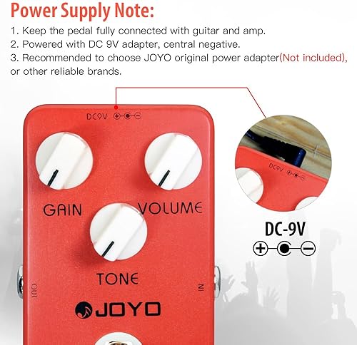 Miniatura 5 de JOYO Pedal de distorsión crujiente de distorsión del efecto de distorsión de roca clásica británica para guitarra eléctrica, True Bypass (JF-03)