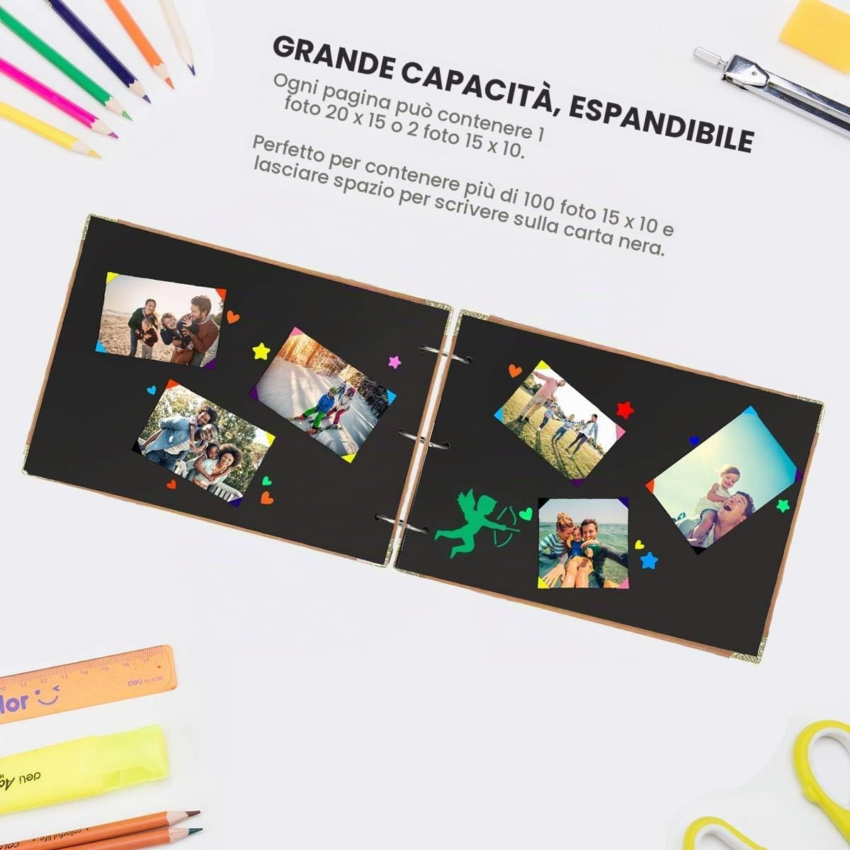 Album Foto,THXMADAM Vintage Scrapbooking Album Fotografico Guest Book Memory Book Retrò Libro degli Ospiti con 60 Pagine Nere per San Valentino Festa della Mamma Anniversario Compleanno Natale Regalo