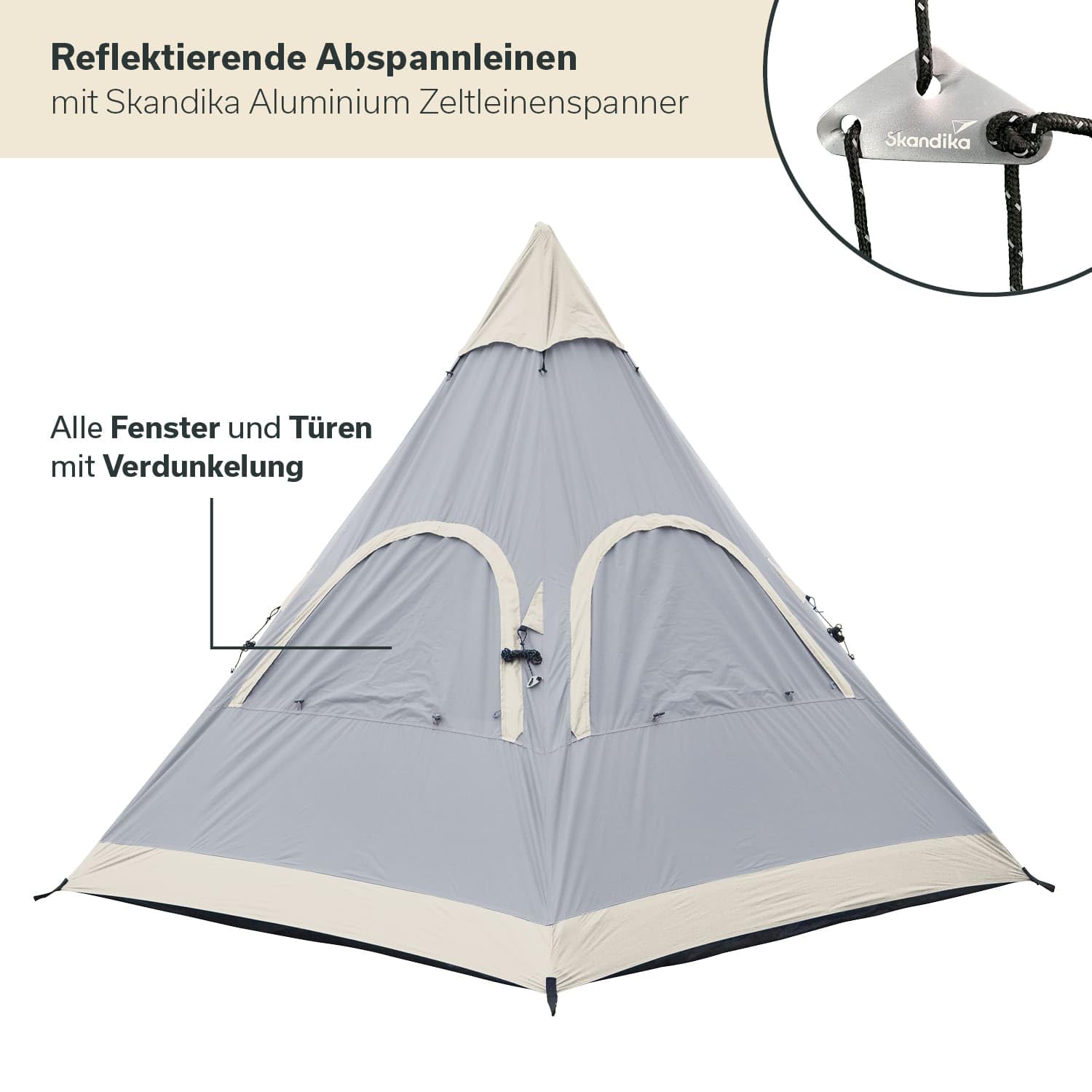 Skandika Tienda de campaña India Tipi Hetta | para 4-6 Personas, 2-3 m de Altura, Suelo Cosido, 3000 mm de Columna de Agua, UV 50+