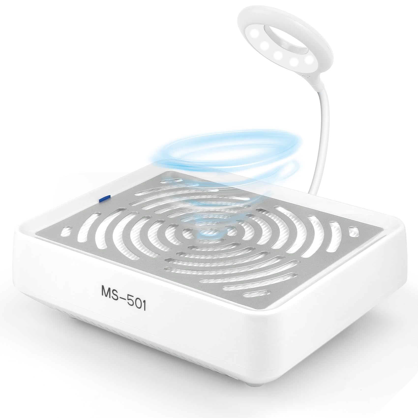 Nail Dust Collector Nail Duster Collector Acrylic Nail Dust Collector Nail Vacuum Dust Collection with LED Light 40W Nail Dust Collector Quiet Nail Dust Extractor Dust Fan for Nails Tech (White)