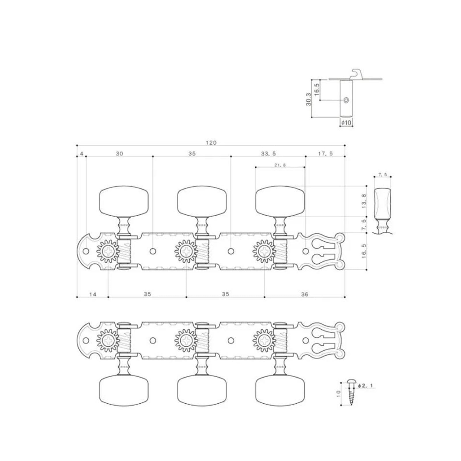 Accordatore Classico Per Paletta Per Chitarra Con Corde In Nylon Oro/argento