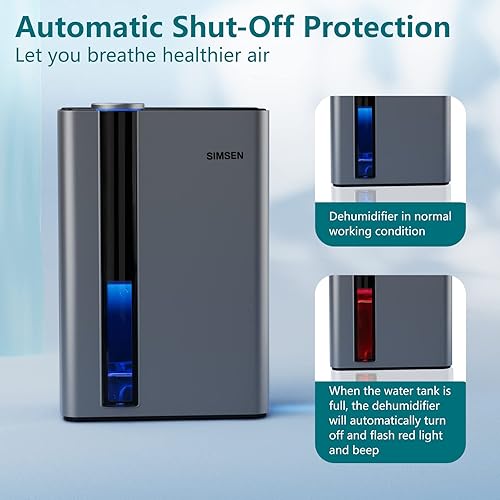 Miniatura 6 de SIMSEN Deshumidificadores de 95 onzas para el hogar, deshumidificador silencioso de 720 pies cuadrados con filtro reutilizable e ionizador,