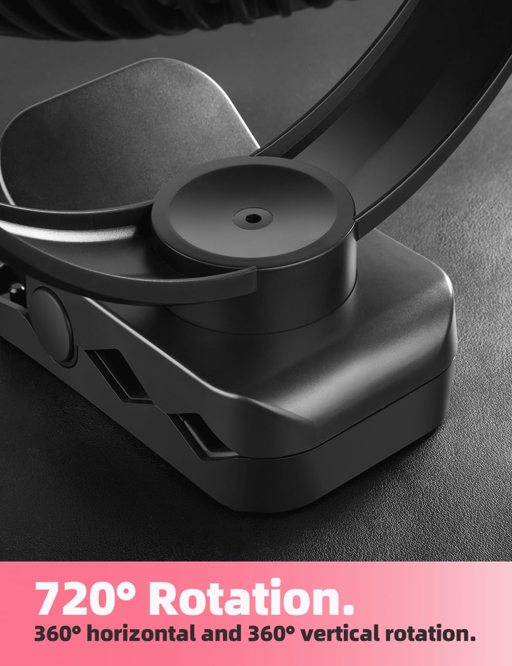 Ventola ricaricabile con clip da 20,3 cm, con telecomando, 10000 mAh, ventilatore portatile da campeggio, 3 velocità, max 40 ore di funzionamento, con luce LED e timer, rotazione di 720°,