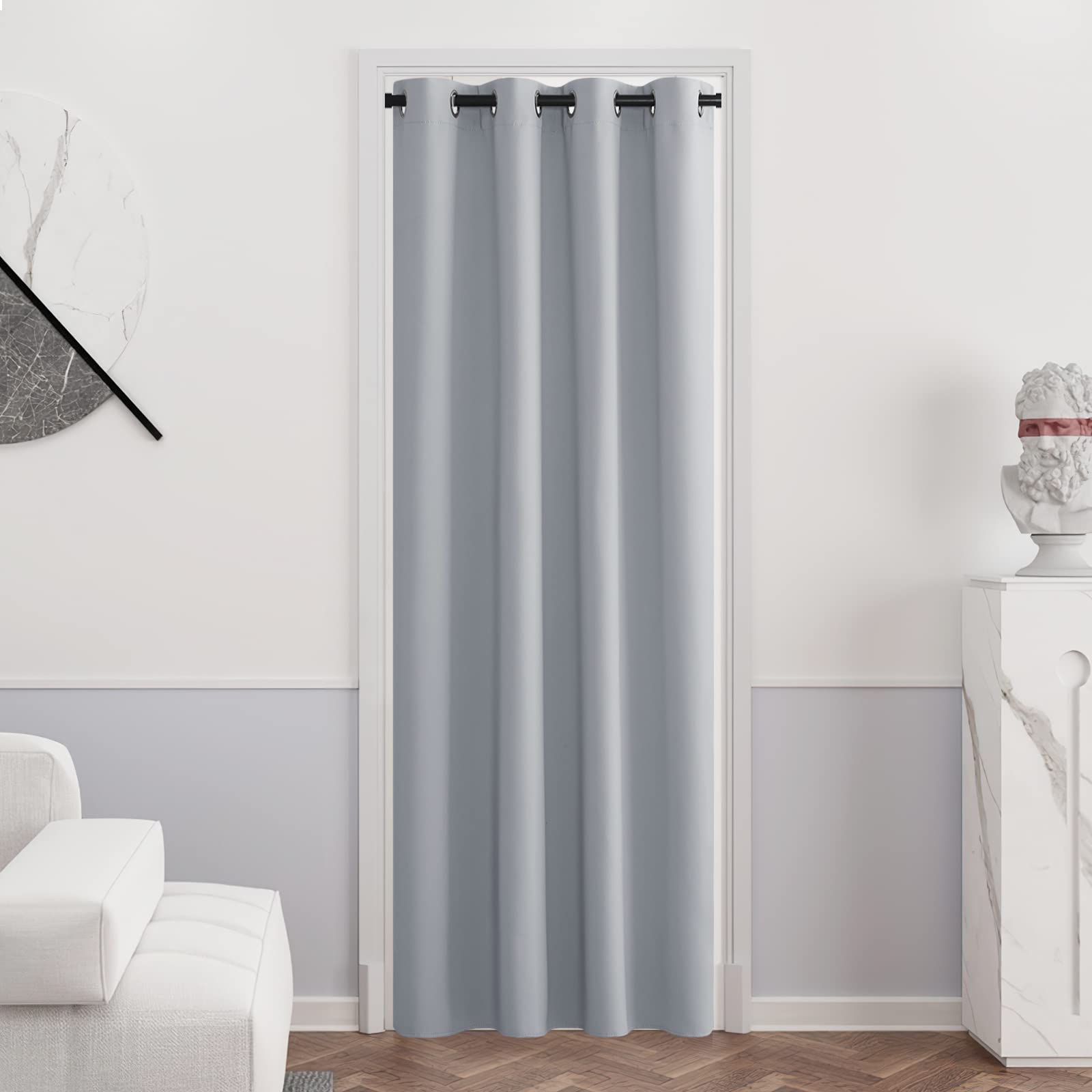 PONY DANCE Tenda Oscurante per Camera da Letto Termiche Isolanti per Interni con Anelli Curtain Cameretta Bambina 1 Pezzo L 140 x A 240 cm, Grigio Chiaro